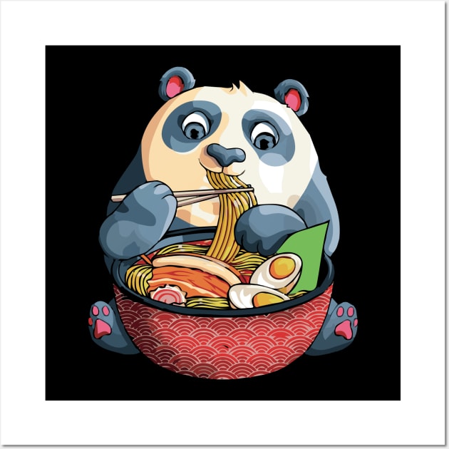 Kawaii Panda Noodles Cute Anime Panda Ramen Otaku Weeaboo Wall Art by ScrewpierDesign